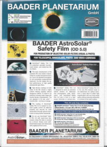 Filtro solar Baader em folha A4